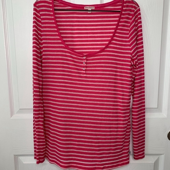 Juicy Couture Tops - Juicy Couture Pink Stripped Long Sleeve Top
